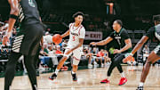 Miami Hurricanes freshman Jalil Bethea (3) preparing to make a move to score against Binghamton