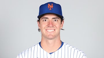 Mar 1, 2021; Port St. Lucie, FL, USA; New York Mets Matt Allan #93 poses during media day at Clover Park. Mandatory Credit: MLB photos via Imagn Images