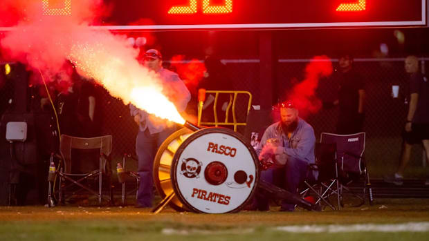 Pasco Pirates cannon firing off at a game in 2022