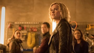The 100 -- "A Sort of Homecoming" -- Image Number: HU715A_0375r.jpg -- Pictured (L-R): Lindsey Morgan as Raven, Shannon Kook as Jordan Green, Eliza Taylor as Clarke and Luisa d'Oliveira as Emori -- Photo: Dean Buscher/The CW -- 2020 The CW Network, LLC. All rights reserved.
