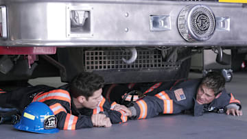 9-1-1 LONE STAR: L-R Ronen Rubinstein and Rob Lowe in the “Impact” episode of 9-1-1 LONE STAR airing Monday, Jan. 27 (8:00-9:02 PM ET/PT) on FOX