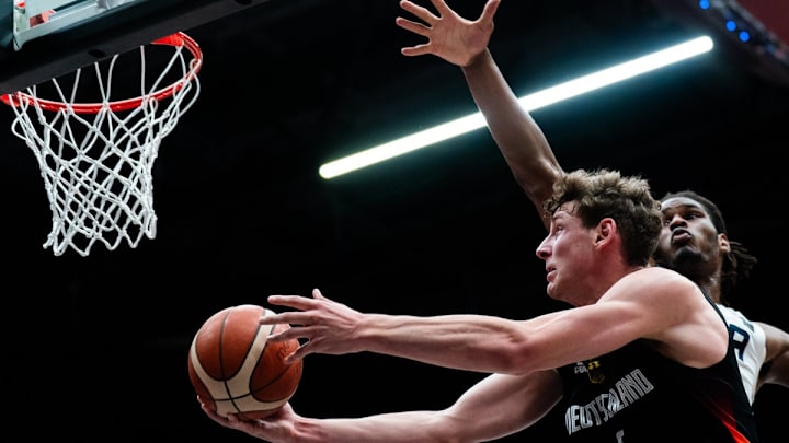 Hannes Steinbach makes a move to the hoop during the U19 World Cup. Hannes Steinbach makes a move to the hoop during the U19 World Cup.