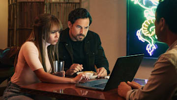Wild Cards -- “The Infinity Thief” -- Pictured (L-R) : Vanessa Morgan as Max and Giacomo Gianniotti as Ellis