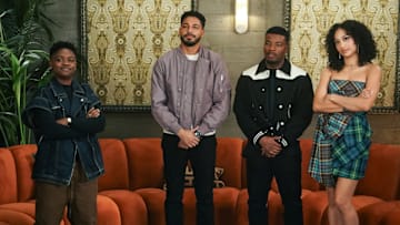 All American -- “Things Done Changed” -- Image Number: ALA601a_0574r -- Pictured (L-R): Bre-Z as Tamia Cooper, Michael Evans Behling as Jordan Baker, Daniel Ezra as Spencer James, and Samantha Logan as Olivia Baker -- Photo: Troy Harvey/The CW -- © 2024 The CW Network, LLC. All Rights Reserved.