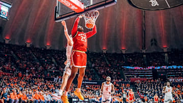 Maryland's Derik Queen goes up for the dunk against No. 17 Illinois