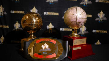 Les Schwab Invitational trophies and awards wait idly on championship Saturday of the 2023 tournament on Dec. 30 when Columbus (Florida) beat Harvard-Westlake (California) in dramatic fashion. 