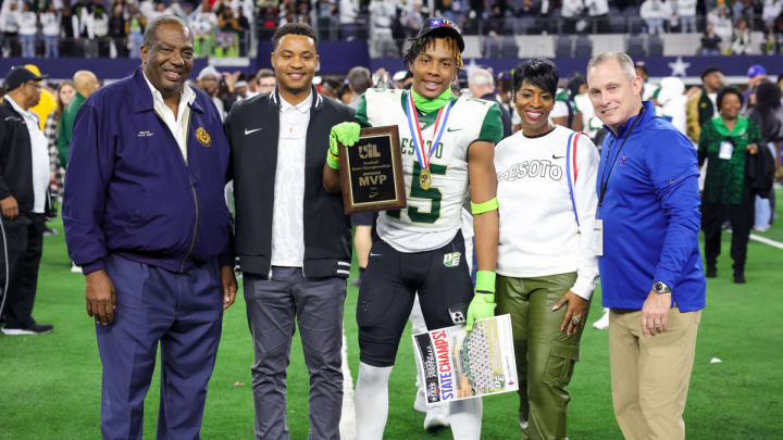 DeSoto's Keylan Abrams was named UIL 6A Division II state championship Defensive MVP after a 2023 rout of Summer Creek.