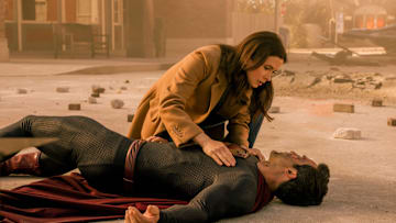 Superman and Lois -- "It Went by So Fast" -- Image Number: "SML410_0026r" -- Pictured (L-R): Tyler Hoechlin as Superman and Elizabeth Tulloch as Lois Lane -- Photo Credit: Colin Bentley/The CW -- © 2024 The CW Network, LLC. All Rights Reserved.
