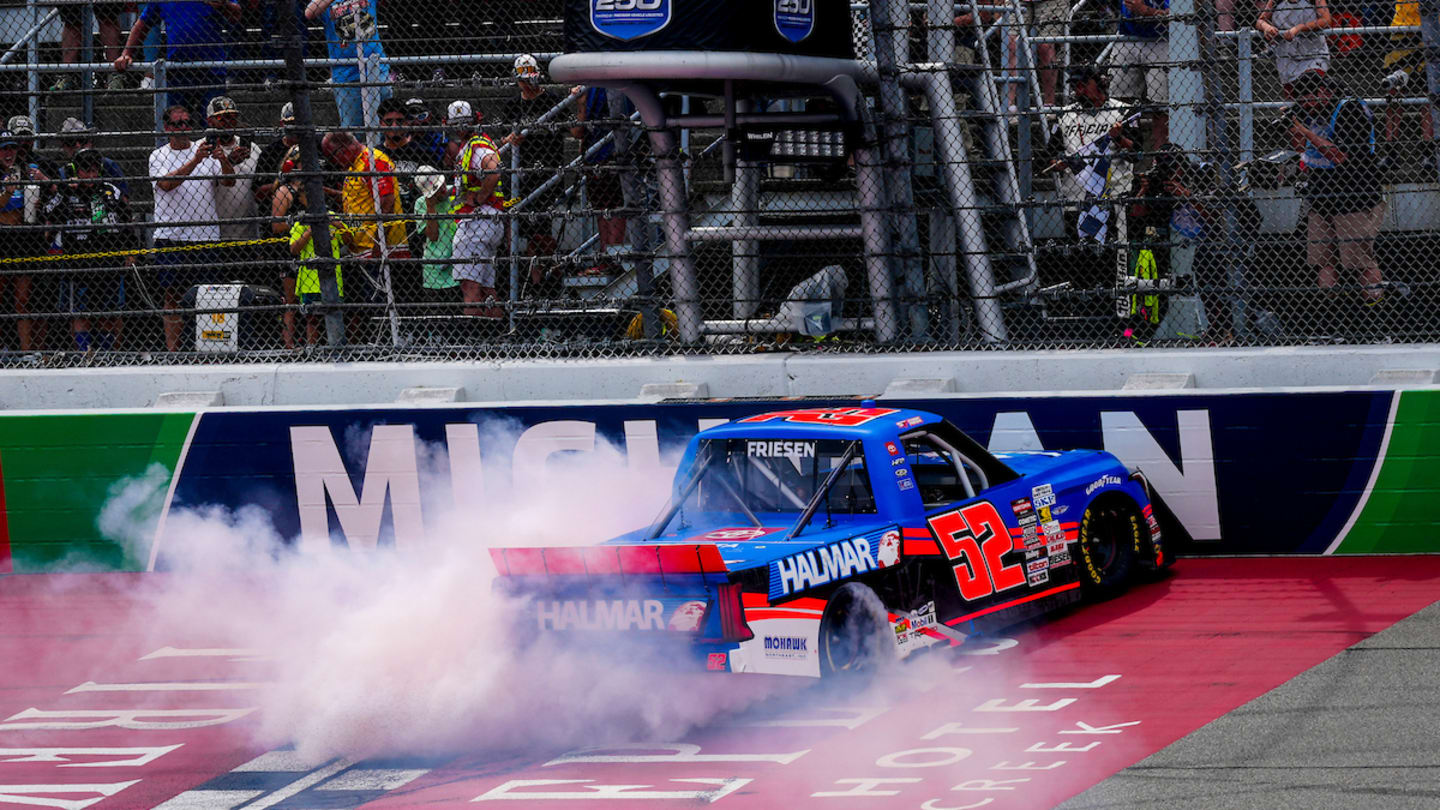 Stewart Friesen Ends 72-Race Drought with Michigan Truck Series Win in Triple Overtime