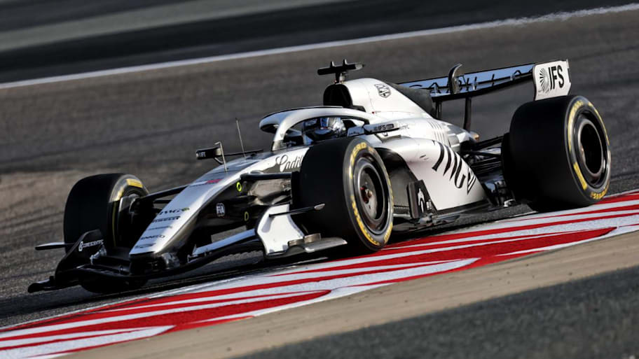 Cadillac’s Valterri Bottas drives the team’s car, with its new livery, during a on-track session.