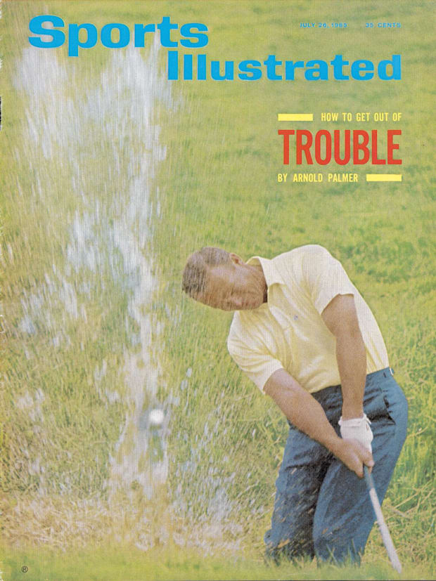 Arnold Palmer on the cover of Sports Illustrated in 1965 hitting out of a bunker