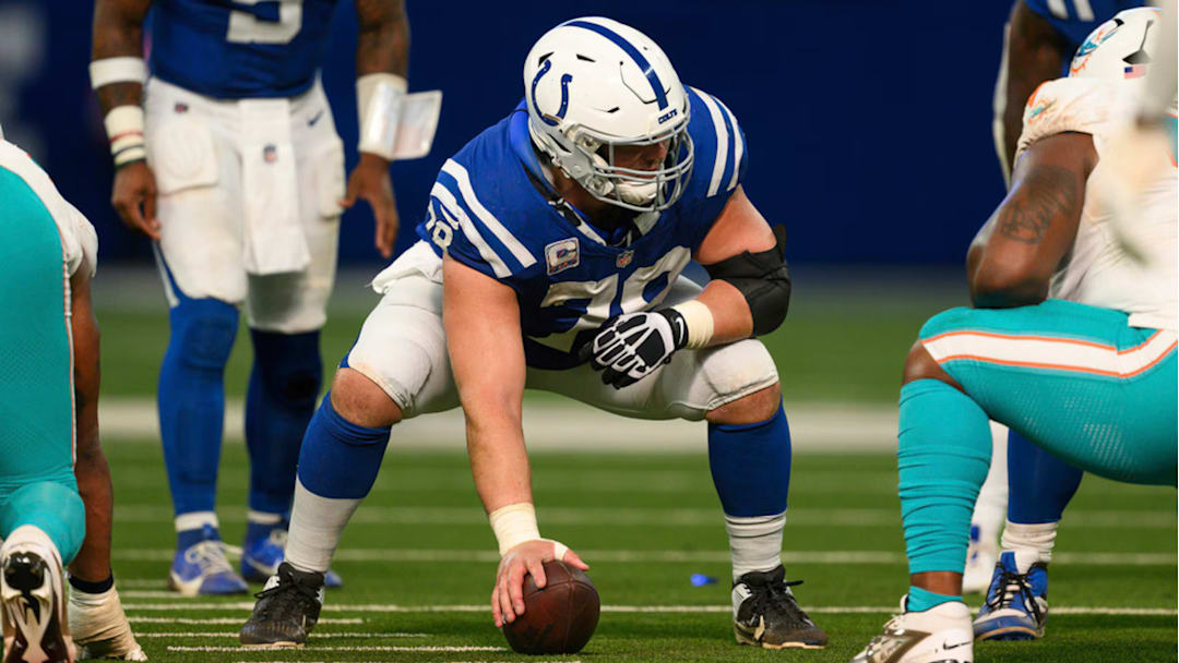 Ryan Kelly at center against the Miami Dolphins.