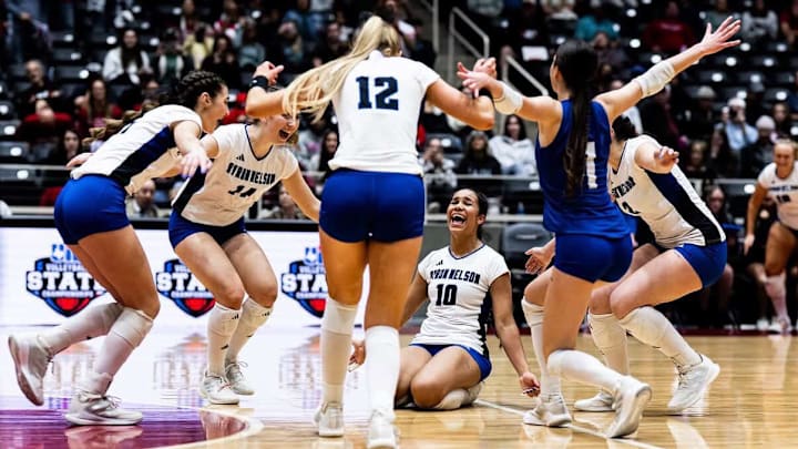 Byron Nelson setter Sophee Peterson (10) celebrates with her teammates after beating Dawson, 3-0, for the 2025 Texas Class 6A, Division 1 state championship. In repeating as state champ, the Bobcats also finished as No. 1 in the High School on SI Top 25 Girls Volleyball Rankings for the second consecutive year. Byron Nelson setter Sophee Peterson (10) celebrates with her teammates after beating Dawson, 3-0, for the 2025 Texas Class 6A, Division 1 state championship. In repeating as state champ, the Bobcats also finished as No. 1 in the High School on SI Top 25 Girls Volleyball Rankings for the second consecutive year.