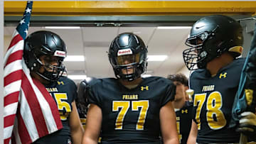 Bryce Ciancuelli of St Anthony's leading his team out of the tunnel. St Anthony's vs Chaminade is one of Long Island's greatest rivalries.