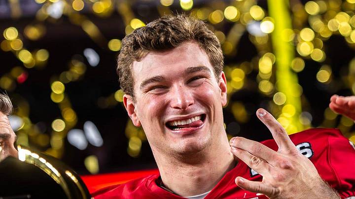 Indiana's Fernando Mendoza smiles as he celebrates after the College Football Playoff National Championship.