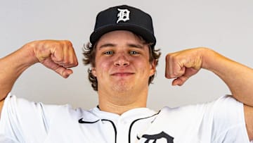 Detroit Tigers pitcher Jackson Jobe at TigerTown in Lakeland, Fla. on Feb. 23, 2024.