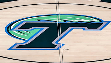 Feb 8, 2017; New Orleans, LA, USA; Devlin Fieldhouse logo at midcourt before the game between Houston Cougars and Tulane Green Wave at Devlin Fieldhouse. 