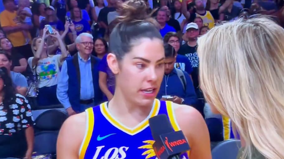 Kelsey Plum was clearly not happy with the Sparks' defensive effort in Wednesday night's win over Paige Bueckers and the Dallas Wings. | @WNBA