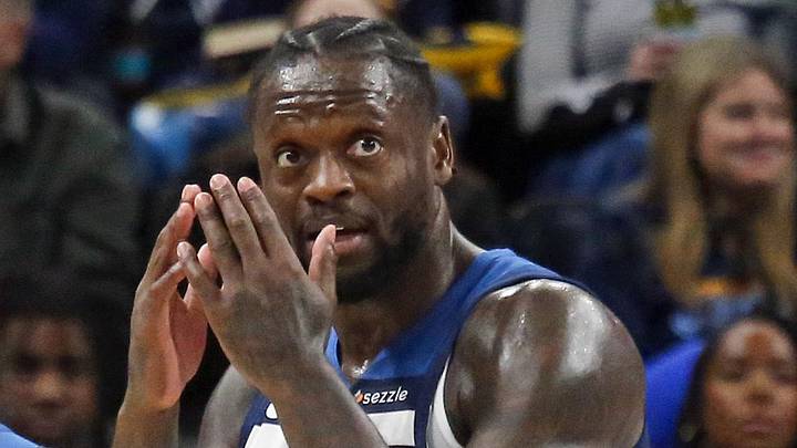 Minnesota Timberwolves forward Julius Randle (30) and guard Mike Conley (10) react during the third quarter against the Memphis Grizzlies at FedExForum, Feb 2, 2026.