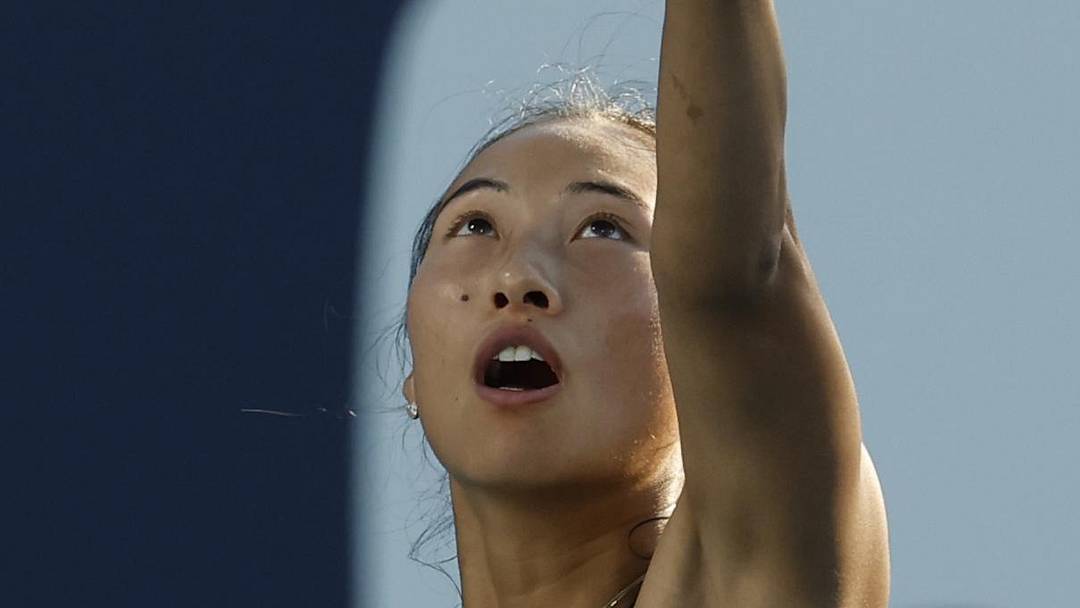 Qinwen Zheng serves