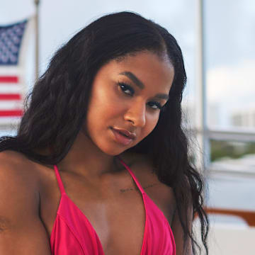 Jordan Chiles was photographed by Ben Horton at The Boca Raton. Swimsuit by FAE.