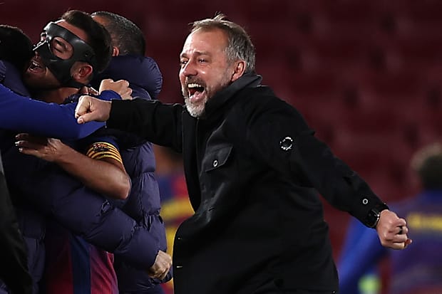 汉西·弗利克庆祝。