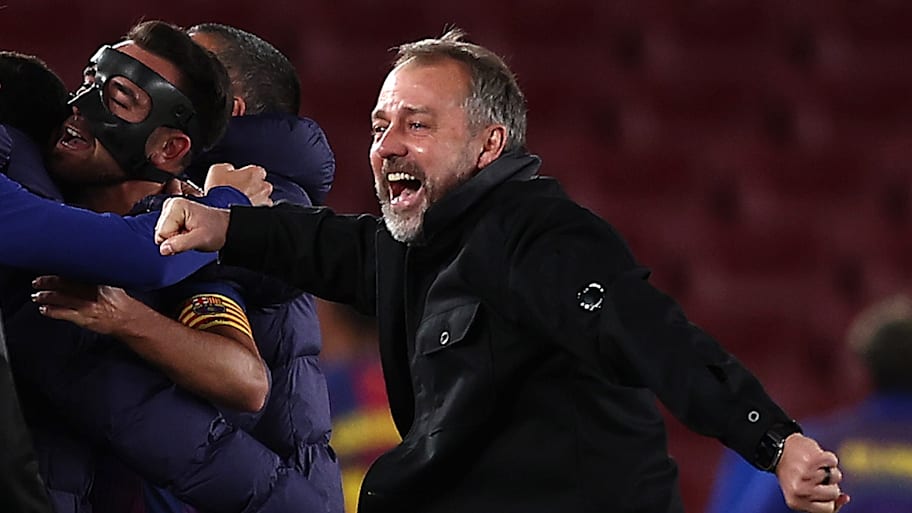 Hansi Flick celebrating. 