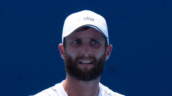 Corentin Moutet reacts after losing a point