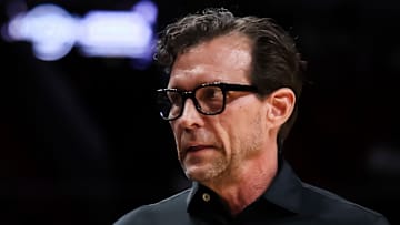 Atlanta Hawks head coach Quin Snyder reacts against the Miami Heat.