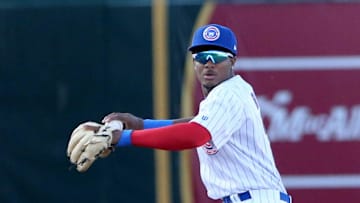 South Bend Cubs infielder Jefferson Rojas (2) Tuesday, April 9, 2024, at the South Bend Cubs home baseball opener against the Wisconsin Timber Rattlers at Four Winds Field in South Bend.