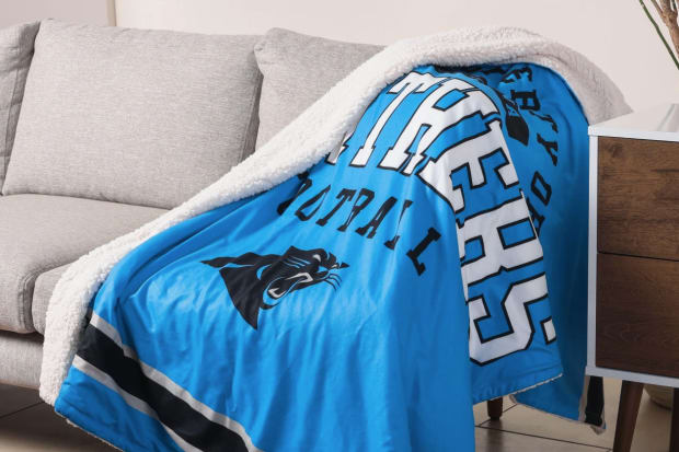 Carolina Panthers Team Property Sherpa Plush Throw Blanket, $45