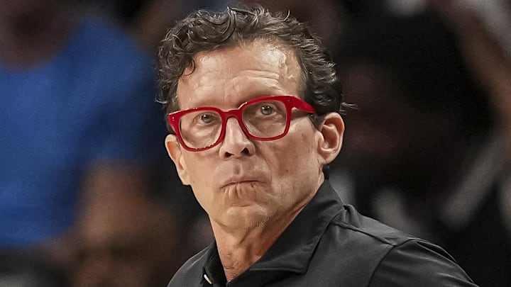 Atlanta Hawks head coach Quin Snyder looks on against the New York Knicks.