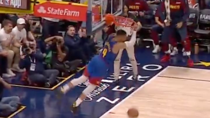 Russell Westbrook hangs out during Denver's Game 7 win. 