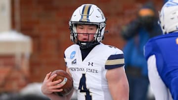 Montana State quarterback Tommy Mellott carries the ball in the FCS semifinals on Saturday, December 17, 2022, at Dana J. Dykhouse Stadium in Brookings, SD.

Fcs Semifinals 014