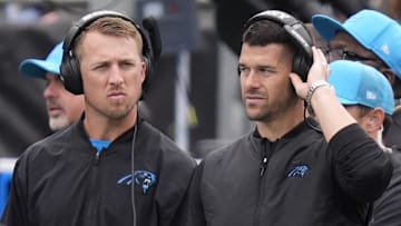 Carolina Panthers head coach Dave Canales and offensive coordinator Brad Idzik