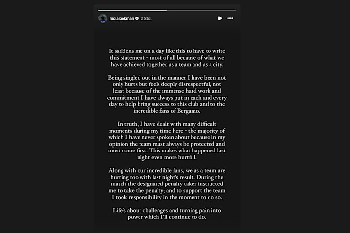 Lookmans Statement via Instagram
