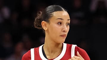 Nov 9, 2025; Charlotte, North Carolina, USA; Southern California Trojans guard Jazzy Davidson (9) dribbles the ball against the NC State Wolfpack during the third quarter of the Ally Tipoff game at Spectrum Center. Mandatory Credit: Cory Knowlton-Imagn Images