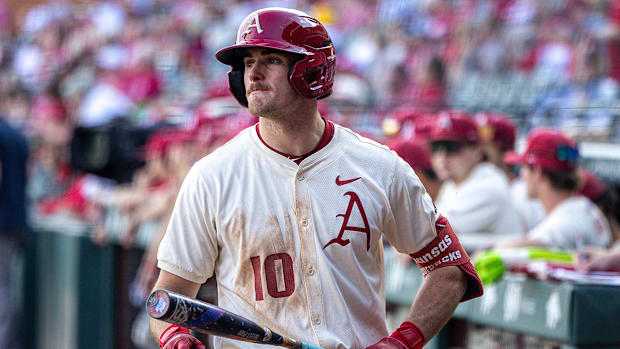 Third baseman Brent Iredale at the plate