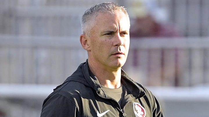 Sep 2, 2024; Tallahassee, Florida, USA; Florida State Seminoles head coach Mike Norvell before the game against the Boston College Eagles at Doak S. Campbell Stadium. Mandatory Credit: Melina Myers-Imagn Images Sep 2, 2024; Tallahassee, Florida, USA; Florida State Seminoles head coach Mike Norvell before the game against the Boston College Eagles at Doak S. Campbell Stadium. Mandatory Credit: Melina Myers-Imagn Images