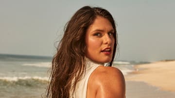 Ilona Maher was photographed by Ben Watts in Bellport, New York. Swimsuit by ALAÏA.