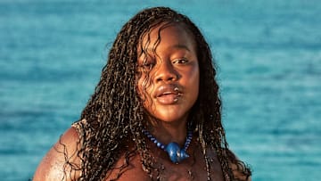 Achieng Agutu was photographed by Ben Watts in Bermuda. Swimsuit by White Fox. Necklace by Julietta.