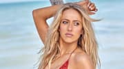 Brittany Mahomes was photographed by Derek Kettela in Belize. Swimsuit by Natalia Fedner.