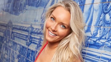 Camille Kostek was photographed by Ben Watts in Portugal. Swimsuit by Hunza G.