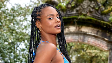 Brittney Nicole was photographed by Ben Watts in Portugal. Swimsuit by Agent Provocateur. Earrings by Ottoman Hands.