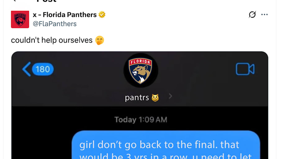 Florida Panthers celebrate third straight Stanley Cup Final trip with perfect meme.