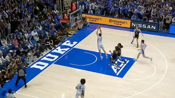 Duke Blue Devils freshman Cooper Flagg dunks the ball vs. Wake Forest