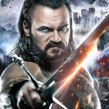 A promotional image for WWE Clash at the Castle 2024 featuring Drew McIntyre.