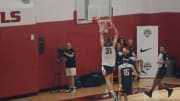 Cooper Flagg dunks the ball during the Team USA vs. Team USA Select scrimmages ahead of the 2024 Paris Olympics.