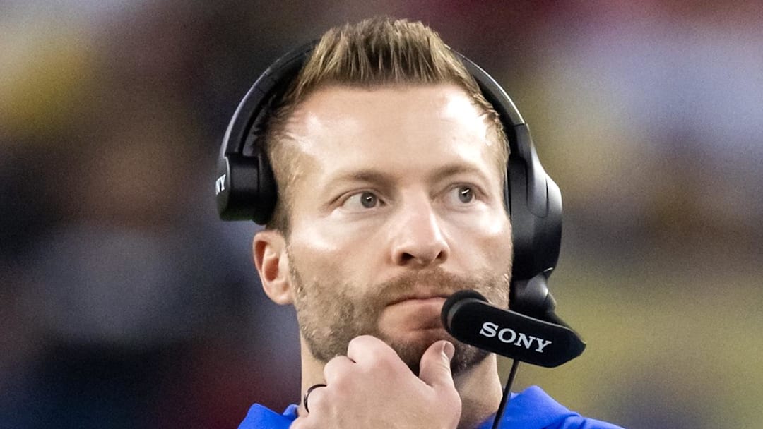 Dec 7, 2025; Glendale, Arizona, USA; Los Angeles Rams head coach Sean McVay against the Arizona Cardinals at State Farm Stadium. Mandatory Credit: Mark J. Rebilas-Imagn Images