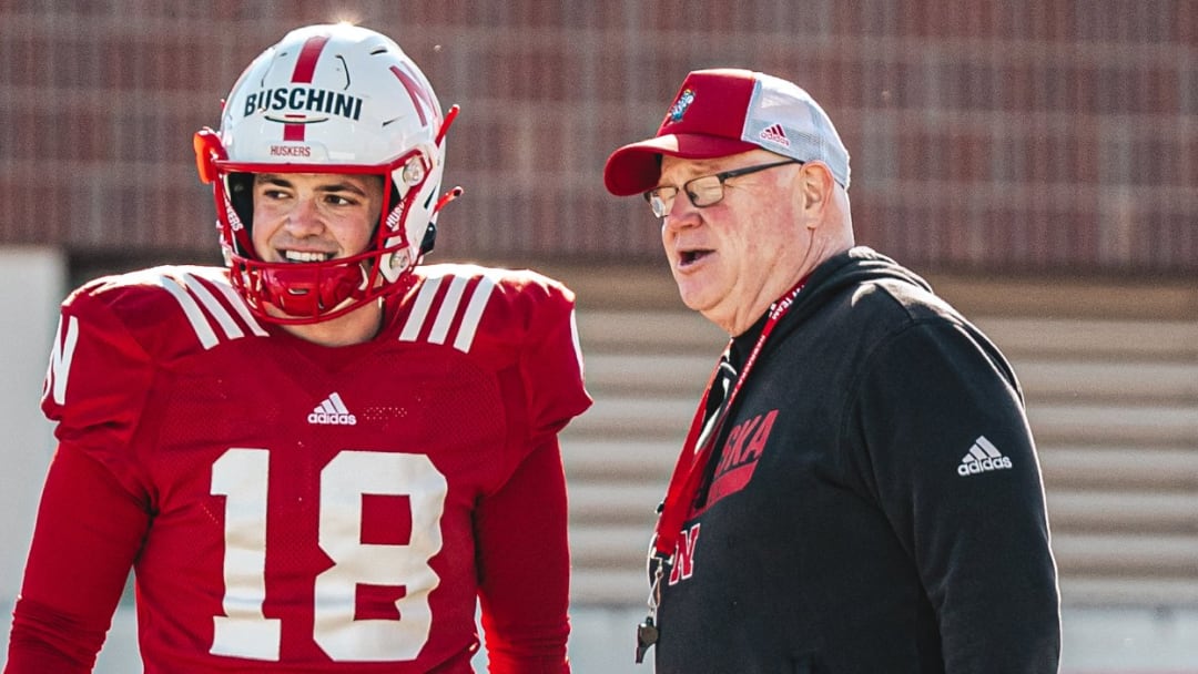 Nebraska special teams coordinator Ed Foley with punter Brian Buschini.